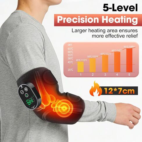 Cordless Elbow Heating Pad, Elbow Massager with Heat, Heating Pad for Arm with Vibration Massage for Cubital Tunnel and Tennis Elbow Pain Relief, Wearable Wrap for Hand, Arm, Elbow in Saudi Arabia