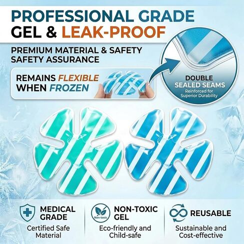 Reusable Cooling Gel Ice Packs for Hats, Adjustable Cold Therapy Headband Inserts for Hard Hats, Sun Hats, 4-Hour Relief for Construction Workers, Migraines, Heat Stroke Prevention (2count-Stripe) in Saudi Arabia