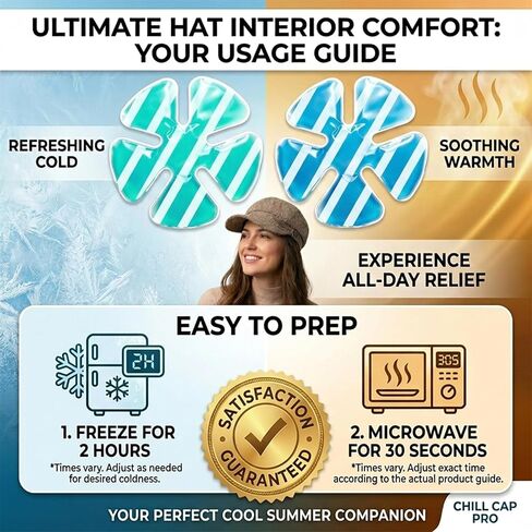 Reusable Cooling Gel Ice Packs for Hats, Adjustable Cold Therapy Headband Inserts for Hard Hats, Sun Hats, 4-Hour Relief for Construction Workers, Migraines, Heat Stroke Prevention (2count-Stripe) in Saudi Arabia