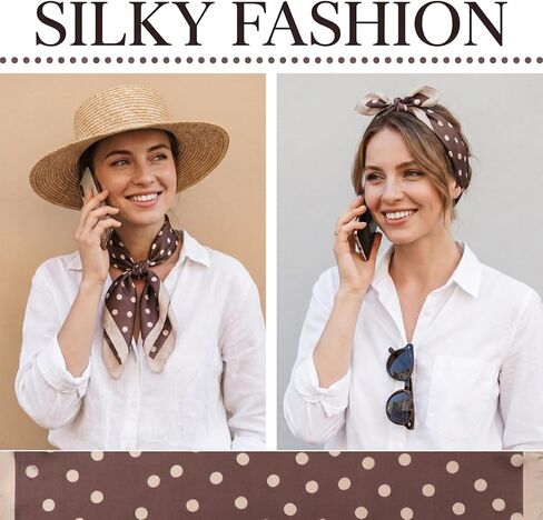 Polka Dots Square Scarf for Women Soft Square Scarf Satin Head Scarves Fashion Polyester Satin Head Neck Scarves 1950s Vintage Handkerchief Headband Bandana for Bag Hair Scarves Gift in Saudi Arabia