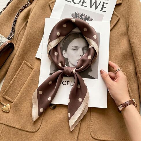 Polka Dots Square Scarf for Women Soft Square Scarf Satin Head Scarves Fashion Polyester Satin Head Neck Scarves 1950s Vintage Handkerchief Headband Bandana for Bag Hair Scarves Gift in Saudi Arabia
