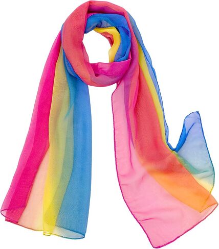 Sucrain Women Rainbow scarf Soft Chiffon Lightweight Sheer Wrap Colorful Elegant Shawl in Saudi Arabia