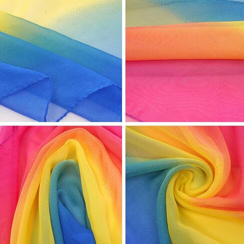 Sucrain Women Rainbow scarf Soft Chiffon Lightweight Sheer Wrap Colorful Elegant Shawl in Saudi Arabia
