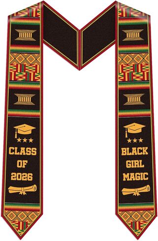 Black Girl Magic Graduation Stole Kente Class of 2026 Graduation Sash Flower African Grad Stoles Sashes Gifts for Black Women Adult Students Graduates Party Decoration 40 Inch in Saudi Arabia