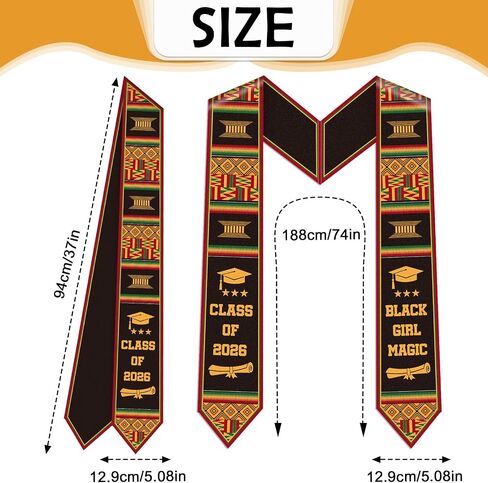 Black Girl Magic Graduation Stole Kente Class of 2026 Graduation Sash Flower African Grad Stoles Sashes Gifts for Black Women Adult Students Graduates Party Decoration 40 Inch in Saudi Arabia