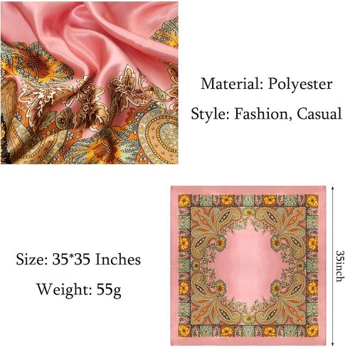 4 Pcs Large Square Head Scarves 35 Inch Silk Like Scarves Vintage Print Headband Neck Scarf for Women Daily Wear in Saudi Arabia
