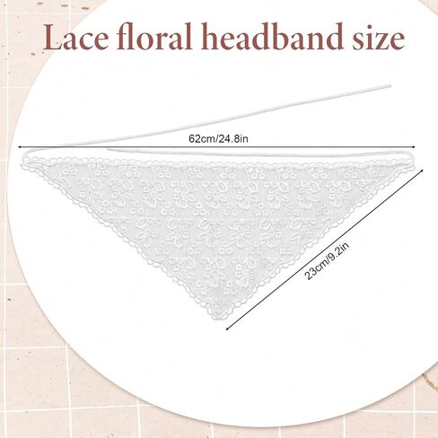 Lace Bandana for Women, Boho Floral White Lace Head Scarf Vintage Stylish Hair Triangle Scarf Headband for Spring Summer Cute Head Kerchief Accessories in Saudi Arabia