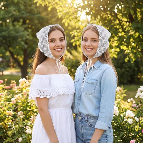 Lace Bandana for Women, Boho Floral White Lace Head Scarf Vintage Stylish Hair Triangle Scarf Headband for Spring Summer Cute Head Kerchief Accessories in Saudi Arabia