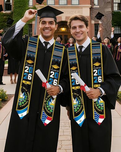 Romart El Salvador Graduation Stole, Class of 2026 Salvadoran American Flag Graduation Sash, Banda de Graduación 2026 El Salvador in Saudi Arabia