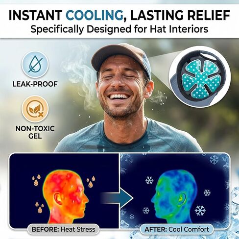 Reusable Cooling Gel Ice Packs for Hats, Adjustable Cold Therapy Headband Inserts for Hard Hats, Sun Hats, 4-Hour Relief for Construction Workers, Migraines, Heat Stroke Prevention, 2 Pack in Saudi Arabia