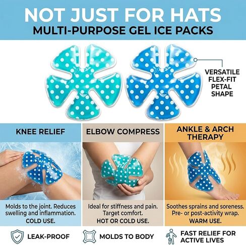 Reusable Cooling Gel Ice Packs for Hats, Adjustable Cold Therapy Headband Inserts for Hard Hats, Sun Hats, 4-Hour Relief for Construction Workers, Migraines, Heat Stroke Prevention, 2 Pack in Saudi Arabia