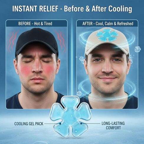 Cooling Hat Ice Pack Insert - Reusable Gel Cooling Sheets for Hats, Flexible Leak-Proof Design, Portable for Outdoor Activities, Adults & Kids in Saudi Arabia