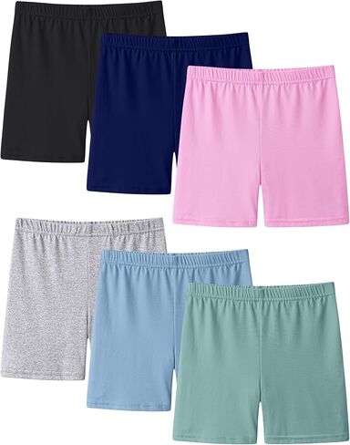 Somaibo 6 Pack Girls Bike Shorts Toddler Biker Under Dress Cartwheel Dance Shorts Multicolor Kids Clothes in Saudi Arabia