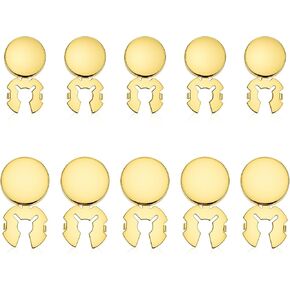 10Pcs Gold Button Covers for Women,Round Clip-On Button Cover Cufflinks Kit for Men Dress Shirts, 2 Sizes Buttons Covers for Jeans, Formal Business,Cufflinks (Diameter 0.89 inch,0.79 inch) in Saudi Arabia