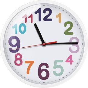 Wall Clock 9 Inch Silent Non Ticking Battery Operated Time Teaching Quartz Home Colorful Read Learn Time Perfect for Teacher's Classrooms and Kid's Bedrooms in Saudi Arabia