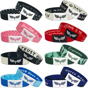 8PCS Daily Bible Verse Bracelets, Bible Verse Cross Bracelet with NFC, Inspirational Religious Christian Bracelet Gifts, Elastic String Faith Friendship Jewelry for Teens Men Women in Saudi Arabia