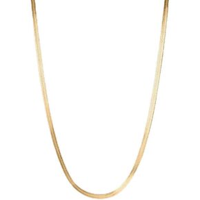 Gold Herringbone Chain Necklace For Women - 18K PVD Gold Waterproof & Sweatproof Non Tarnish Choker Necklace - 16 Inch - Family Owned Brand - Made in USA in Saudi Arabia
