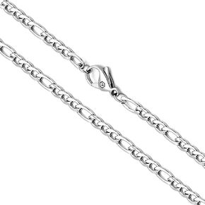 VENICEBEE® Best Long Stainless Steel Chain Medical Grade 316L Surgical Metal ID Figaro Link Necklace 30" INCHES 3MM Wide Neck Chain 30 inch RESIZABLE + Pouch - HYPOALLERGENIC LEAD-FREE METAL in Saudi Arabia