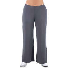 24seven Comfort Apparel Comfortable Solid Color Plus Size Palazzo Lounge Pants in Saudi Arabia