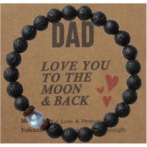 Dad Gifts for Father Men Daddy Bracelet Best Dad Personalized Unique Presents Father's Day Birthday Christmas Natural Stone Bracelet Black in Saudi Arabia