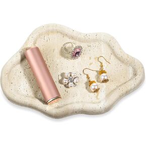 Natural Travertine Jewelry Dish, 7.6 x 5.3 x 0.6 Inch Cloud Shape Travertine Jewelry Tray Multipurpose Trinket Tray for Rings, Earrings, Bracelets, Hair Clips, Keys, Home Decor in Kuwait