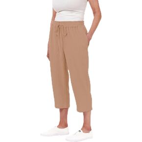 Crinkle Fabric Capri Pants - Lightweight Clothing for Elderly Women and Seniors - Stylish Lounge Pants for Elderly Women in Saudi Arabia