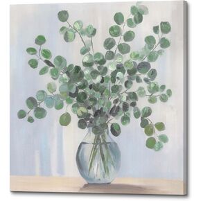 Sage Green Canvas Wall Art - Small Minimalist Plant Vase Prints Botanical Leaves Pictures Eucalyptus Decor for Bathroom Kitchen 12x12 Inch in Saudi Arabia