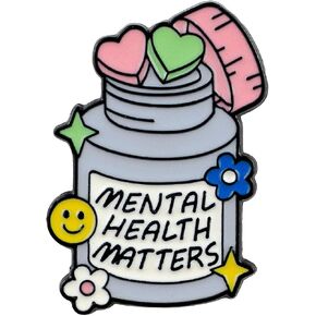 Mental Health Matters Happiness Bottle Enamel Pin, Mental Health Awareness Pin Brooch, Motivational Gift For Friend Therapist, Self Care Badge Brooch, Self Love, Uplifting Message Lapel Badges, Anxiety Support Jewelry Accessories in Saudi Arabia
