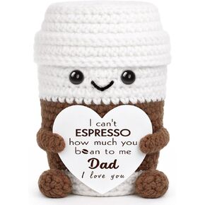 Fathers Day Dad Gifts from Daughter Son, First Father's Day Birthday Gifts for New Dad Stepdad Bonusdad Father in Law I Love You Dad's Gift for Daddy Funny Handmade Crochet Espresso Coffee Doll in Saudi Arabia
