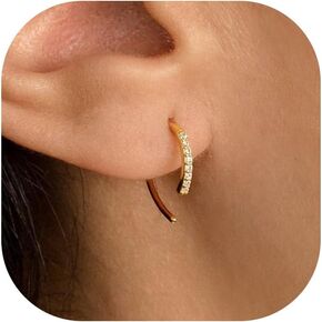 Dainty Gold Backless Earrings for Women,14k Gold Plated Half Hoop Tiny Twist No back Everyday Earrings for Women Everyday Jewelry Gifts in Saudi Arabia