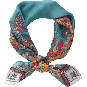 100% Mulberry Silk Scarf-25.6'' Lightweight Square Neckerchief-Breathable Digital Printed Headscarf With Gift Packaged in Kuwait