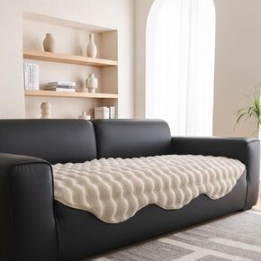 Plush Couch Cover for Pets Washable Non-Slip Sofa Cover Pet Friendly Couch Protector Irregular Slipcover for Loveseat and Sectional Sofa (Beige, 35" x 47") in Saudi Arabia