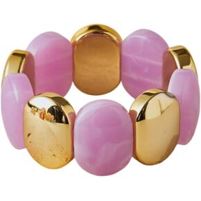 Caiyao Colorful Acrylic Chunky Geometric Elastic Bangle Bracelets Retro Mixcolor Wide Chunky Resin Gold Beads Stretch Wristband Bracelet for Women Men Fashion Party Wedding Jewelry Gifts in Kuwait