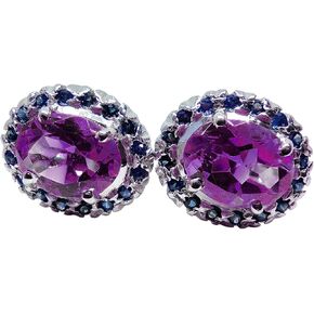 Natural Amethyst Sapphire Cufflinks 925 Silver Amethyst Sapphire Groomsmen Cufflinks For Wedding November Birthstone Cufflinks in Saudi Arabia