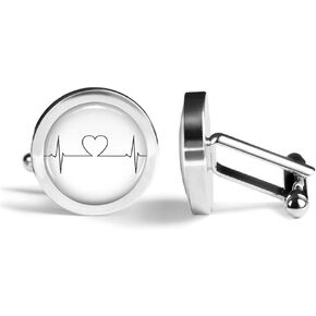 Heartbeat Cufflinks Heart Rate Cardiologist Cuff Links (Angled Edition) in Saudi Arabia