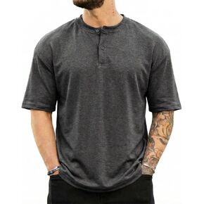 Opomelo Men's Henley Shirts Short Sleeve Collarless Golf Shirts Casual Button Short Sleeve Summer Gym Athletic T Shirts in Saudi Arabia