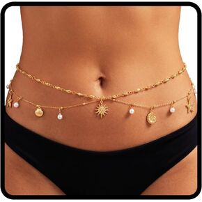 Bohend Starfish Waist Chain Gold Conch Belly Chain Seashell Pearl Chains Boho Beach Bikini Summer Body Jewelry for Women in Saudi Arabia