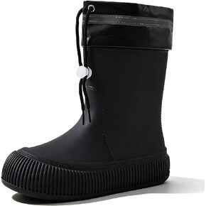 Women's EVA Flat Ankle Rain Boots Comfort Round Big Toed Pull on Drawstring Water Proof Anti-slip Mid-calf Garden Work Boots in Saudi Arabia