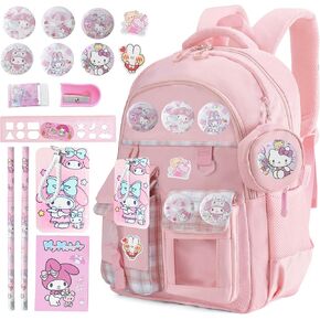 Girls Backpack for School, Cute Pink Purple Backpack for Girls Ages 6-12, Kids Bookbag with Clear Pocket, Lightweight Durable Light Pink in Saudi Arabia