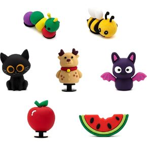 Cute Kawaii Shoe Charms for Clogs, Cartoon Croc Charms Accessories for Girls Kids Teens, Black Cat Bat Bee Caterpillar Deer Fruit Shoe Decorations Pack, Aesthetic DIY Clog Charm Gifts in Kuwait