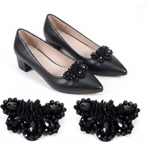 2 PCS Bow Shoe Clips for Women Bow Flower Crystal Shoe Jewelry Clips Black Vintage Decorative Shoes Clip for Wedding Pumps Flats (7x4x1.5cm) in Saudi Arabia