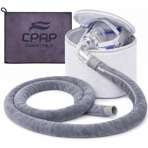 CPAP Hose Cover Fleece with Mask Holder & Cleaning Towel – Soft Insulated CPAP Tube Cover, Breathable Cylinder Mask Organizer, Reusable Cleaning Cloth (Space Grey) in Kuwait