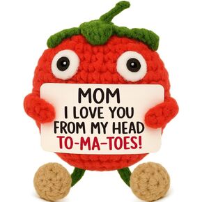 Gifts for Mom from Daughter Son - Funny Birthday Gifts for Mother - Mini Handmade Crochet Tomato - I Love You - Christmas Mother's Day - Pocket Hug Sentimental Desk Decor in Saudi Arabia