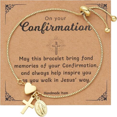 Baptized in Christ Cross Bracelet Gift for Girls, Cute Small Cross Heart Bracelet Confirmation First Communion Religious Christian Jewelry Gift for Women in Saudi Arabia