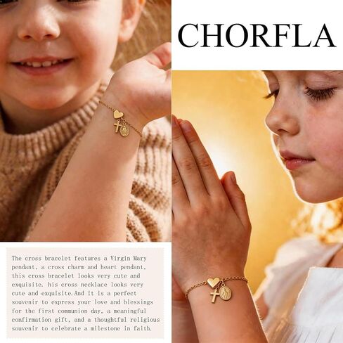 Baptized in Christ Cross Bracelet Gift for Girls, Cute Small Cross Heart Bracelet Confirmation First Communion Religious Christian Jewelry Gift for Women in Saudi Arabia