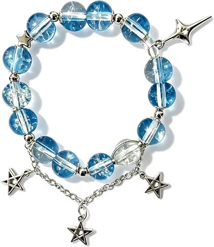 MALOYANVE Flowing Galaxy Star Bracelet for Women Dainty Crystal Y2K Star Universe Planets Charm Beads Bracelets Aesthetic Accessories Birthday Jewelry Gifts in Kuwait