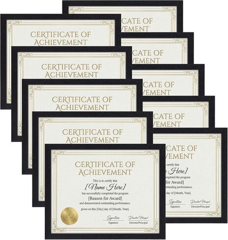 Edenseelake 8.5 x 11 Certificate Picture Frame Set of 10, Black 8.5 by 11 Photo Diploma Frames Bulk for Document Award Degree, Wall or Tabletop Display in Saudi Arabia