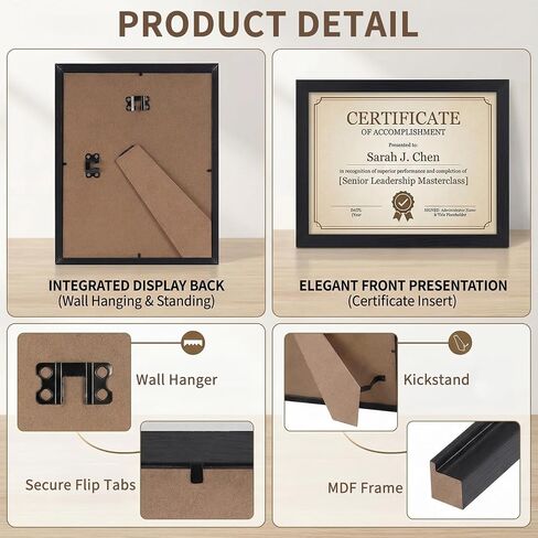 Edenseelake 8.5 x 11 Certificate Picture Frame Set of 10, Black 8.5 by 11 Photo Diploma Frames Bulk for Document Award Degree, Wall or Tabletop Display in Saudi Arabia