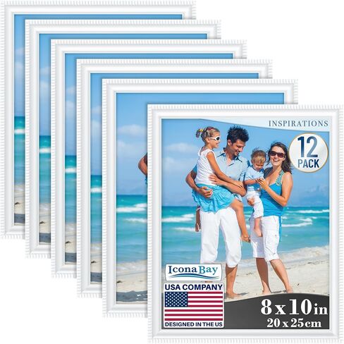 إطارات صور Icona Bay مقاس 4x6 (أبيض، 12 حزمة)، قالب بتفاصيل جميلة، مجموعة إطارات صور معاصرة، مثبتة على الحائط أو سطح الطاولة، مجموعة الإلهام in Kuwait