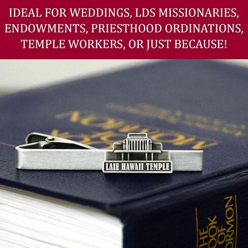 Silver Tie Clip by Ringmasters | LDS Temple Tie Clips for Men with Antique Silver Finish | Suit Accessories for Weddings, Church, & Formal Events | Versatile Tie Pin, (Laie Hawaii) in Kuwait